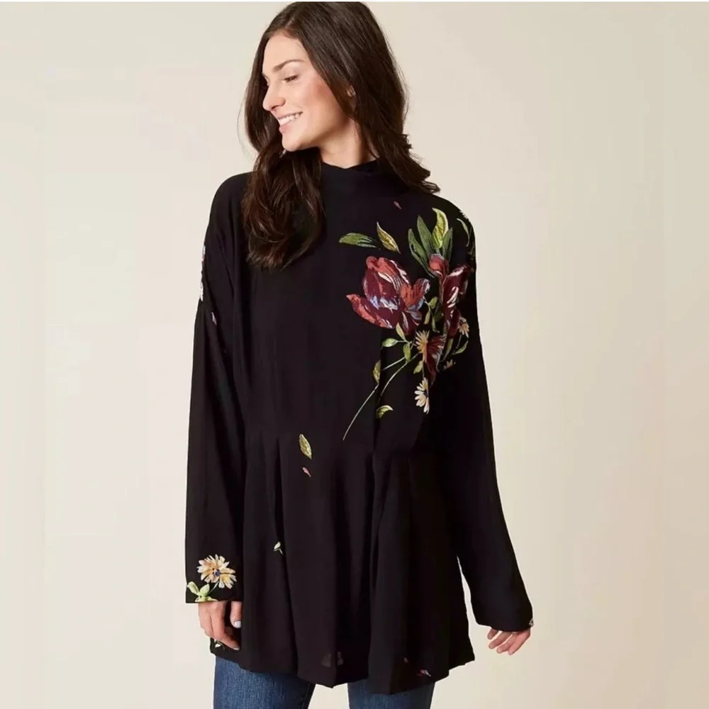 Free People Black Gemma Tunic Top and/or Mini Dress Small - Picture 1 of 6